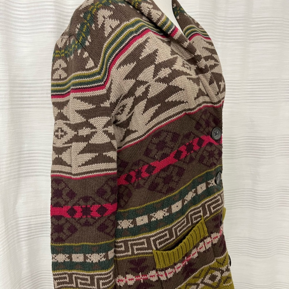 Eddie Bauer Green Aztec Print Button Front Cardig… - image 6